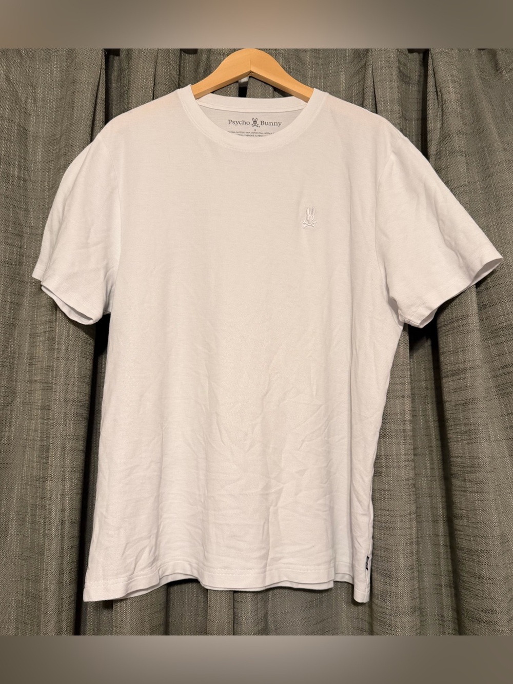 Psycho Bunny 100% Pima Cotton Men’s Classic Crew Neck White T-Shirt Size 8